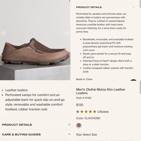 Olukai Moloa Aho Brown Leather Perforated Casual Slip-On Loafers 9/42 Mens Beach - Picture 15 of 16